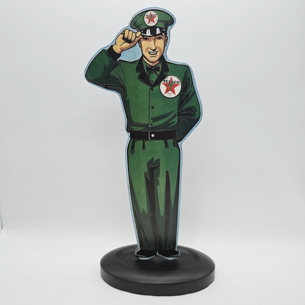 Texaco Gas Station Attendant Metal Sign 13" tall oil signage